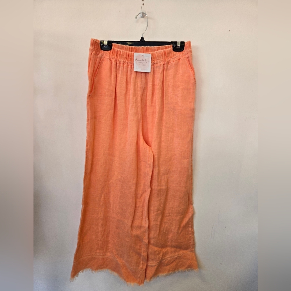 NWT Orange Wide Leg Pants Linen